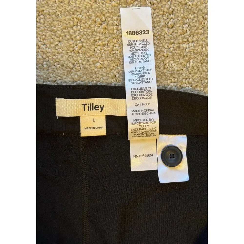 Tilley Women's Black Trek Skort Outdoor Size L‎ Skirt Shorts Pockets Golf Hiking